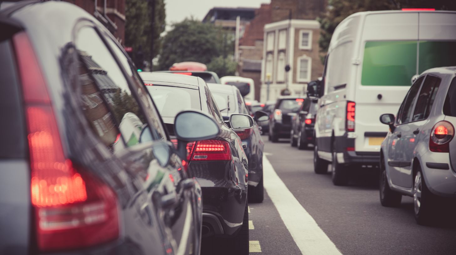 heavy traffic in a residential area, causing noise