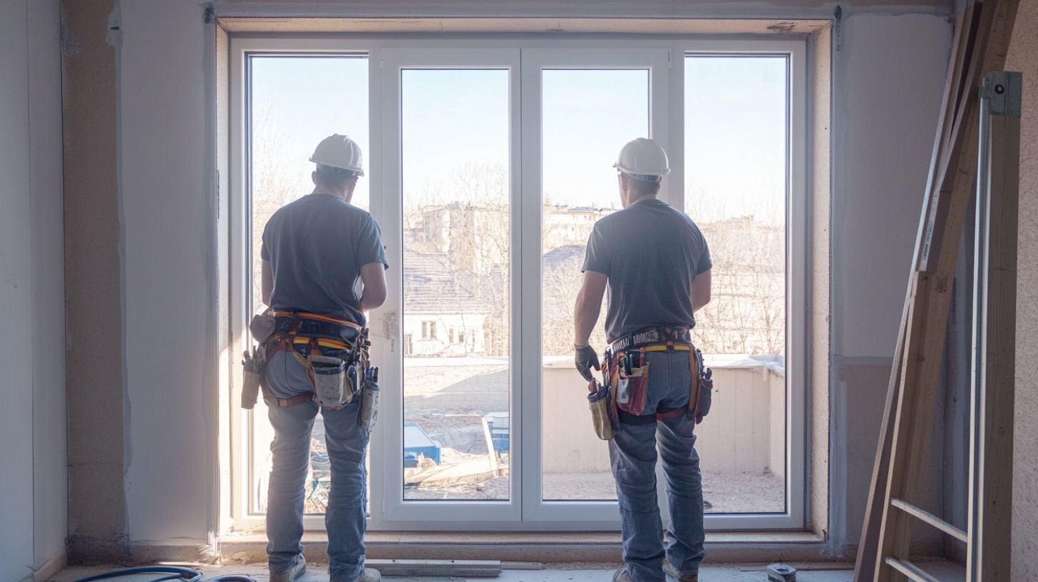 two experts installing triple glazed doors two experts installing triple glazed doors