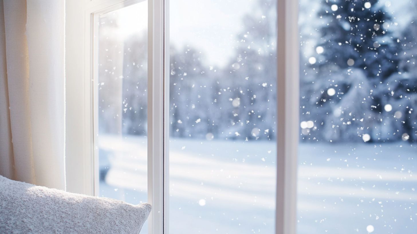 the view of snowfall from a triple glazed window the view of snowfall from a triple glazed window
