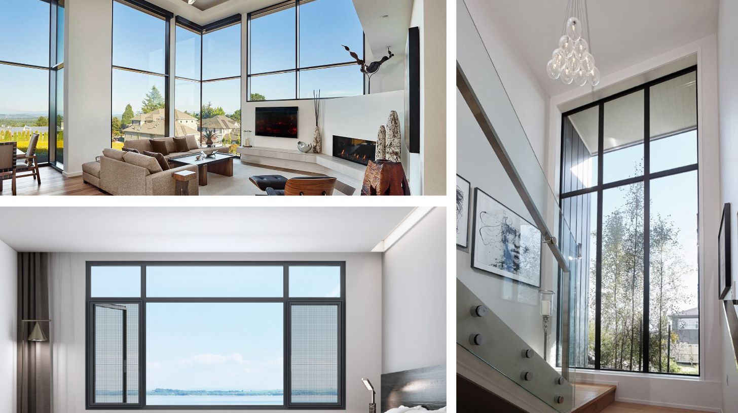 a collage of modern window designs