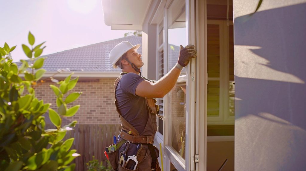craftsman installing triple glazed window